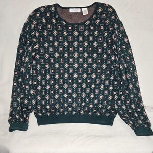 Vintage Liz Claiborne Collection Sweater | Made in USA | Diamond Pattern
